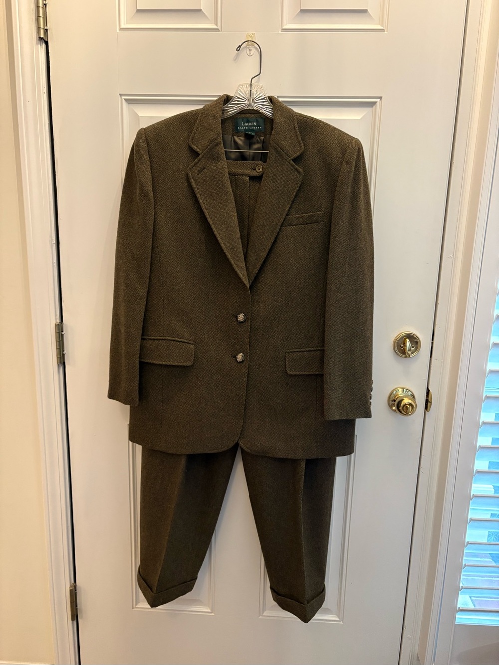 Vintage Lauren Ralph Lauren Lambswool Tweed Pant Suit Set Olive Brown